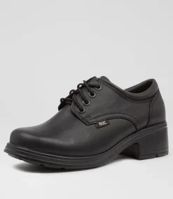 ROC Senior School Shoes-Dakota Senior Black Leather Shoes