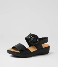 Women SUPERSOFT Comfort|Flats-Dakotas Black Leather Sandals