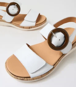 Women SUPERSOFT Comfort|Flats-Dakotas White Leather Sandals