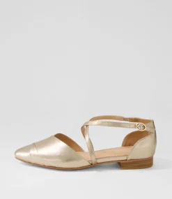 Women DIANA FERRARI Flats-Dalba Champagne Leather Flat Shoes