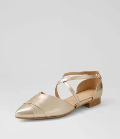 Women DIANA FERRARI Flats-Dalba Champagne Leather Flat Shoes