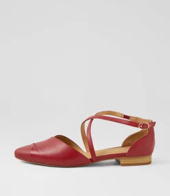 Women DIANA FERRARI Flats-Dalba Red Leather Flat Shoes