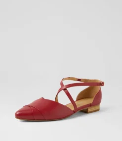Women DIANA FERRARI Flats-Dalba Red Leather Flat Shoes