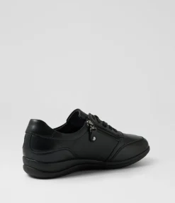 Women SUPERSOFT Flats-Danai Black Leather Lace Up Flats