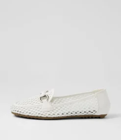 Women I LOVE BILLY Flats-Danne White Fabric Flat Shoes
