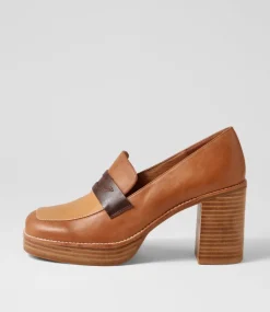 Women TOP END Loafers|Heels-Danyela Tan Multi Leather Heels