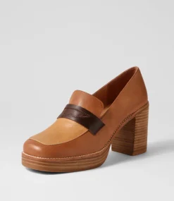 Women TOP END Loafers|Heels-Danyela Tan Multi Leather Heels