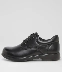 LYNX Junior School Shoes-DARCY JNR E BLACK LEATHER