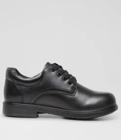 LYNX Junior School Shoes-DARCY JNR E BLACK LEATHER