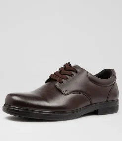 LYNX Junior School Shoes-DARCY JNR E BROWN LEATHER