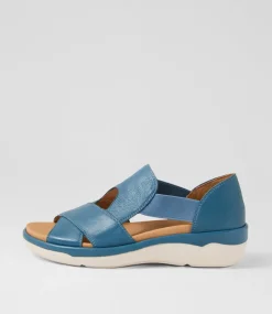 Women SUPERSOFT Comfort|Flats-Dariot Dark Denim Leather Sandals