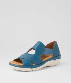 Women SUPERSOFT Comfort|Flats-Dariot Dark Denim Leather Sandals