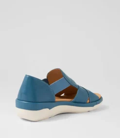 Women SUPERSOFT Comfort|Flats-Dariot Dark Denim Leather Sandals