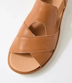 Women SUPERSOFT Comfort|Flats-Dariot Dark Tan Leather Sandals