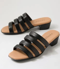 Women SUPERSOFT Comfort|Heels-Darrina Black Leather Sandals