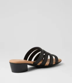 Women SUPERSOFT Comfort|Heels-Darrina Black Leather Sandals