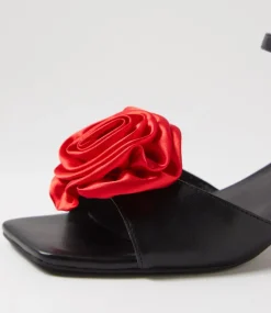 Women I LOVE BILLY Heels-Dartel Black Red Sandals