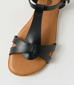 Women I LOVE BILLY Flats|Sandals-Darty Black Smooth Sandals