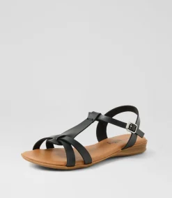 Women I LOVE BILLY Flats|Sandals-Darty Black Smooth Sandals