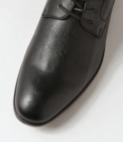 C88 by COLORADO Dress Shoes-Daryn Black Smooth Lace Up Flats