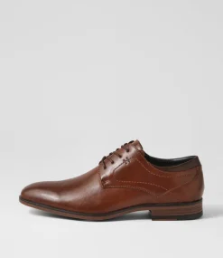 C88 by COLORADO Dress Shoes-Daryn Cognac Smooth Lace Up Flats