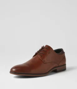 C88 by COLORADO Dress Shoes-Daryn Cognac Smooth Lace Up Flats