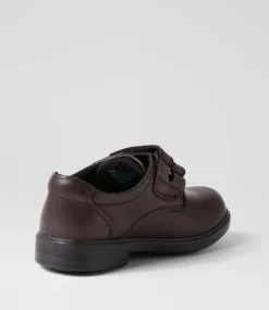 LYNX Junior School Shoes-Dash Junior Brown Leather Adjustable Shoes
