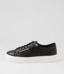 Women TOP END Sneakers-Dashar Black White Leather Sneakers