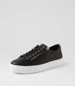 Women TOP END Sneakers-Dashar Black White Leather Sneakers
