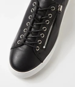 Women TOP END Sneakers-Dashar Black White Leather Sneakers