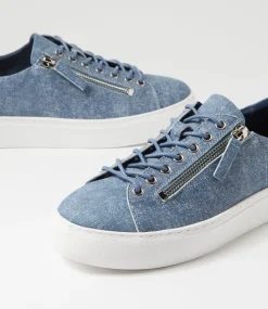 Women TOP END Sneakers-Dashar Blue Denim Leather Sneakers