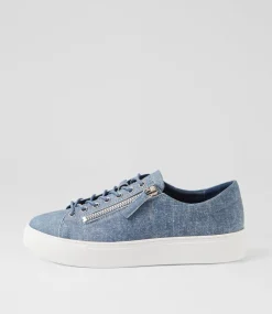 Women TOP END Sneakers-Dashar Blue Denim Leather Sneakers