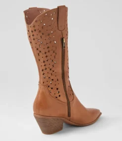 Women TOP END Boots-Dassle Dark Tan Leather Knee High Boots