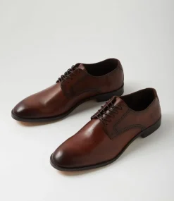 WINDSOR SMITH Dress Shoes-Davide Brown Leather Lace Up Flats