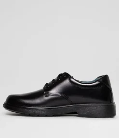 CLARKS Senior School Shoes-Daytona Senior E Black Leather Lace Up Shoes
