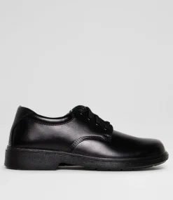 CLARKS Senior School Shoes-Daytona Senior E Black Leather Lace Up Shoes