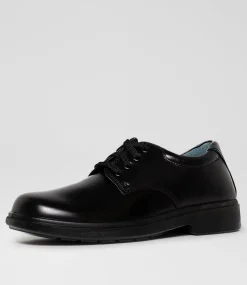 CLARKS Senior School Shoes-Daytona Senior E Black Leather Lace Up Shoes