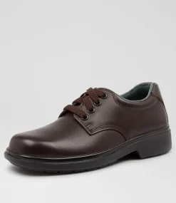 CLARKS Senior School Shoes-Daytona Senior E Brown Leather Lace Up Shoes