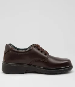 CLARKS Senior School Shoes-Daytona Senior E Brown Leather Lace Up Shoes