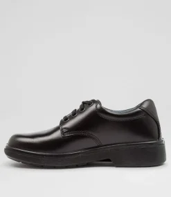 CLARKS Junior School Shoes-Daytona Youth E Black Leather Shoes