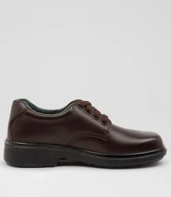 CLARKS Junior School Shoes-Daytona Youth E Brown Leather Shoes