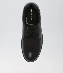 COLORADO Senior School Shoes-Daze Senior E Black Leather Lace Up Shoes