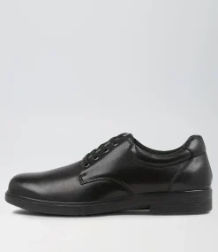 COLORADO Senior School Shoes-Daze Senior E Black Leather Lace Up Shoes