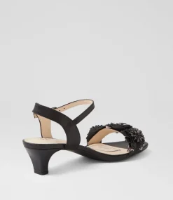 Women SUPERSOFT Comfort|Heels-Dazzle Black Metallic Multi Leather Sandals