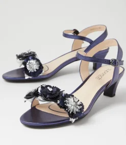 Women SUPERSOFT Comfort|Heels-Dazzle Blue Metallic Multi Leather Sandals