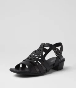 Women SUPERSOFT Comfort|Heels-Deardie Black Leather Sandals