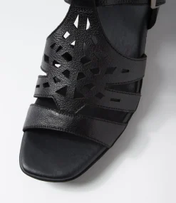 Women SUPERSOFT Comfort|Heels-Deardie Black Leather Sandals