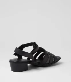 Women SUPERSOFT Comfort|Heels-Deardie Black Leather Sandals