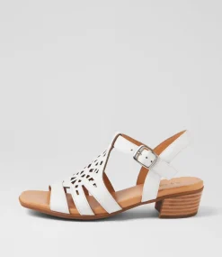 Women SUPERSOFT Comfort|Heels-Deardie White Leather Sandals