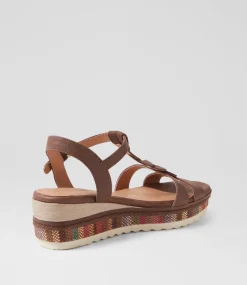 Women SUPERSOFT Comfort|Wedges-Deena Choc Weave Multi Sandals
